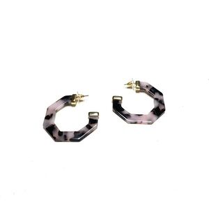 Purple and Black Acrylic Hoop Earrings NEW